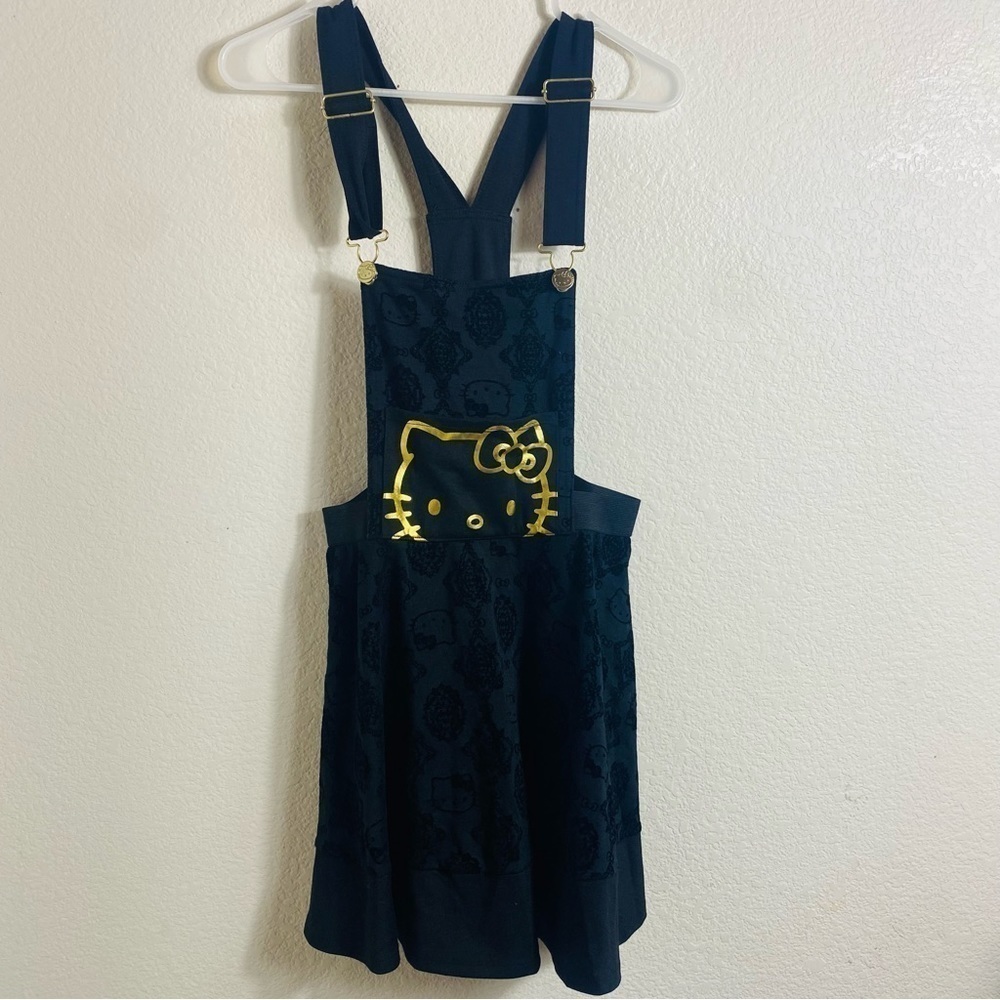 Hello Kitty Black and Gold Textured/Skater Overall Junior  Skirt Size: Small